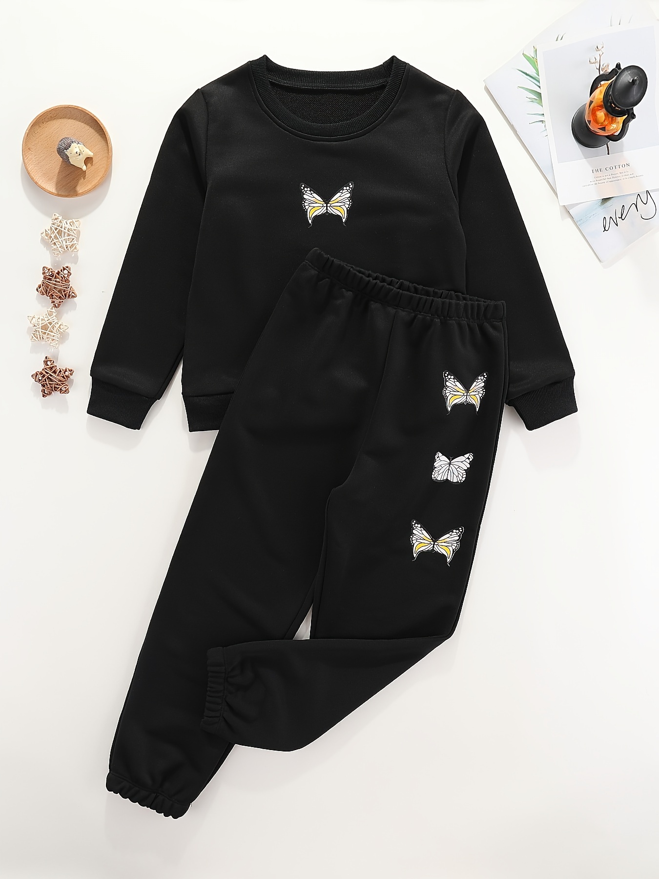 Butterfly Sets Girls Hoodies + Tank Top + Jogger Pants Kids - Temu