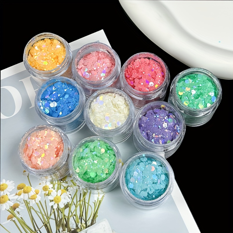 Holographic Chunky Glitter Sequins, 12 Colors Mixed Cosmetic