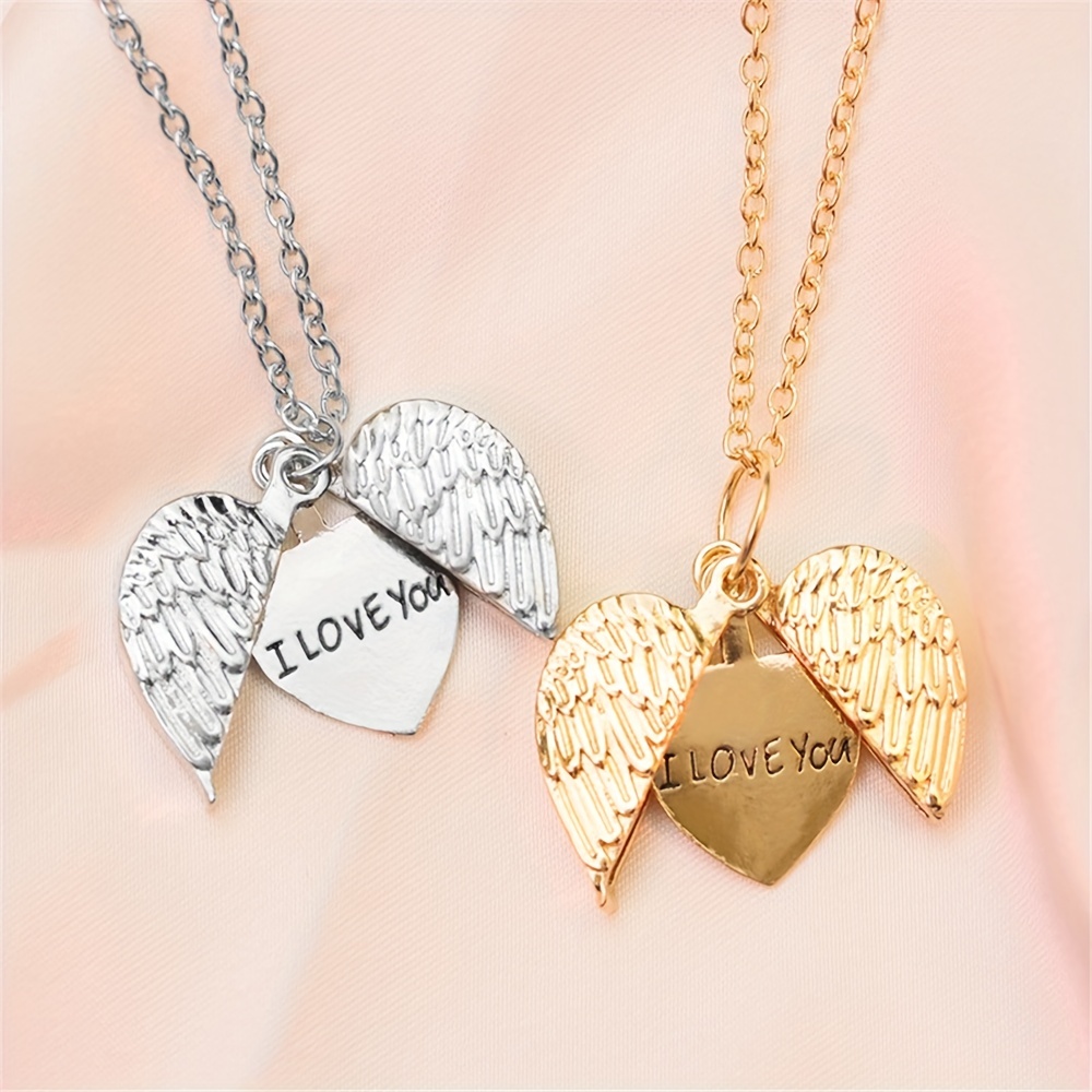  2023 New Gifts Jewelry Fine Heart Pendant Angel Necklace Women  Gemstone Wing Love Necklaces Pendants E Girl Necklace Chain Set (Blue, One  Size) : Pet Supplies