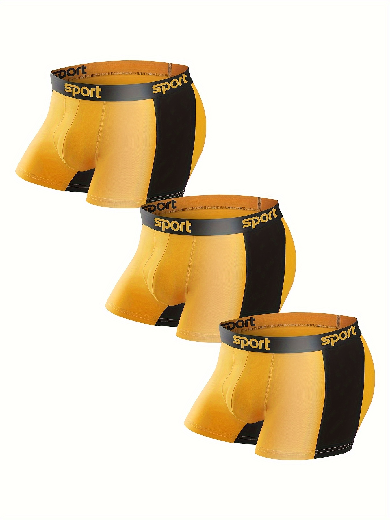 Mens Boxer Briefs Casual Fashion Sexy Colorblock Stitching Gold
