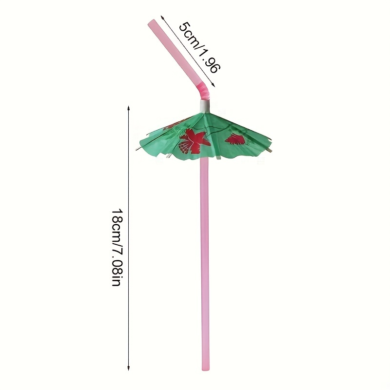 Disposable Drinking Straws, Flamingo Pineapple Umbrella Plastic