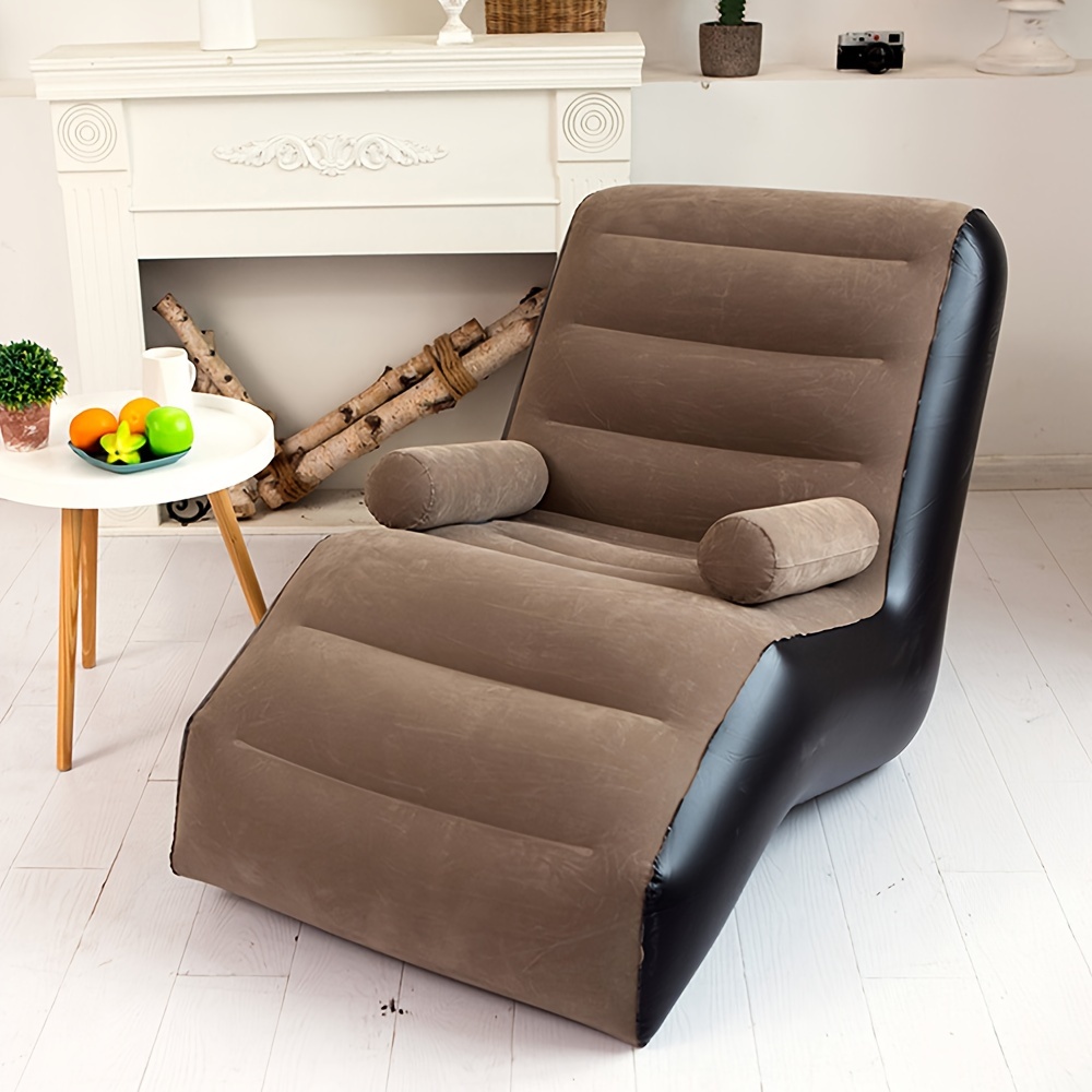 Portable Inflatable Lazy Sofa Single Size Coffee Colour Pvc - Temu