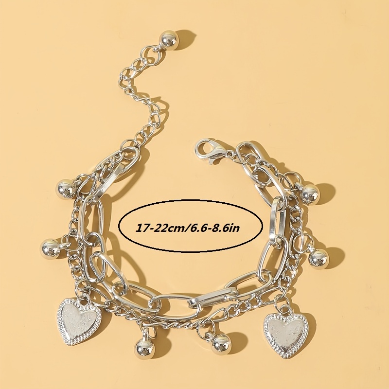 Silver Charm Layer Bracelet, Metal Bangles Bracelets