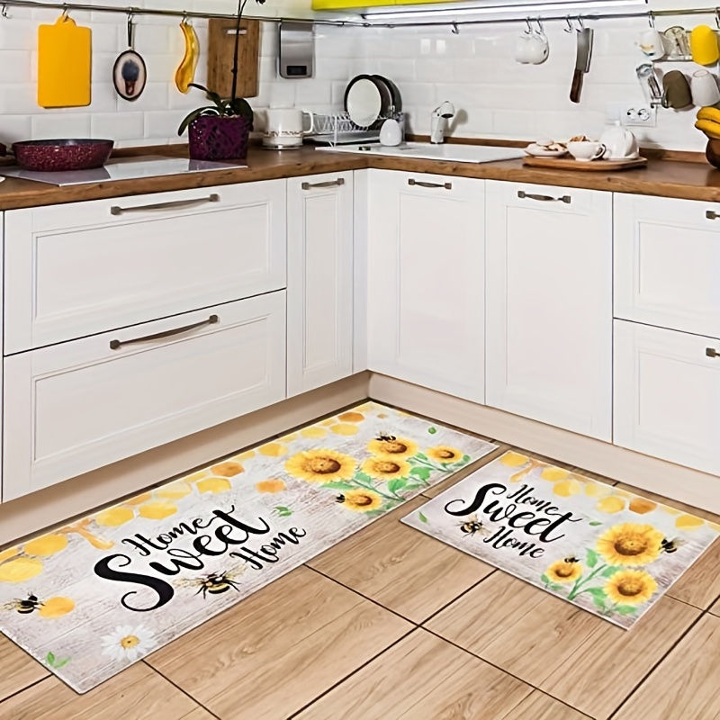 Sunflower Print Kitchen Floor Rug Dirt Resistant Floor Rug - Temu