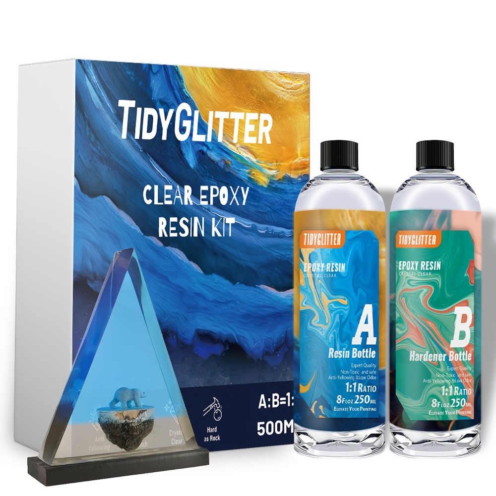 Clear Wave Epoxy Resin, Upgraded 1-Gallon Kit | 1:1 Crystal Clear Resin and  Hardener for Super Gloss Coating | Tabletop, Art, Jewelry, Casting| Safe