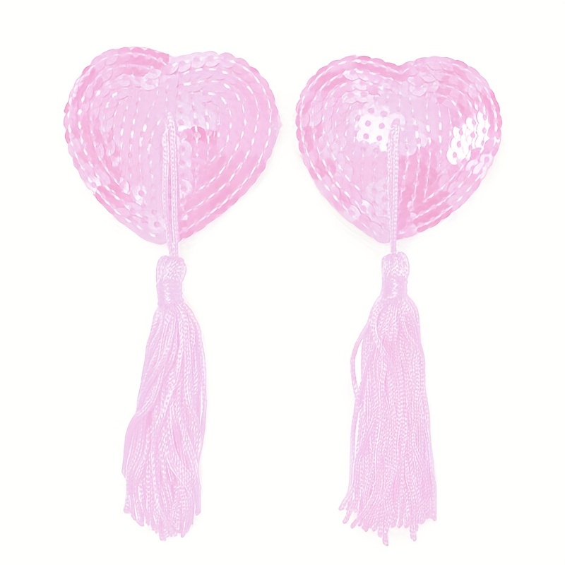 Fun Breast Nipple Stickers with Tassel Sexy Heart-Shaped Nipple Cover  Pasties Sexy Toys