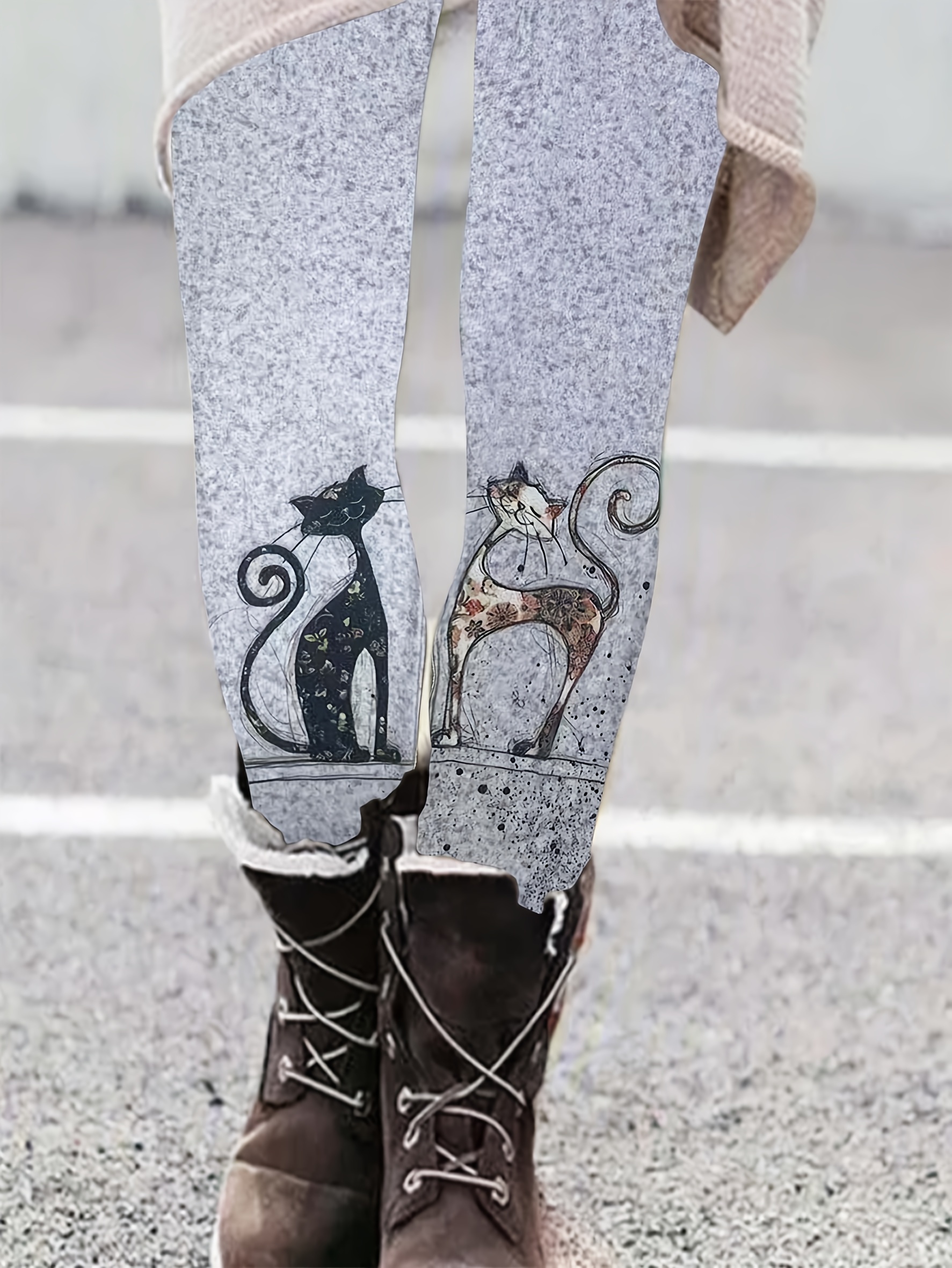 Cat Leggings For Women. Funny Cat Pattern Printed Leggings. Cute