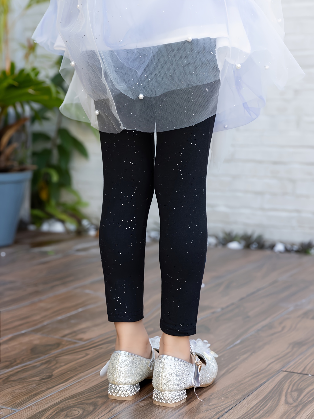 Adorable Rhinestone Snow Appliques Girls' Leggings Costume - Temu