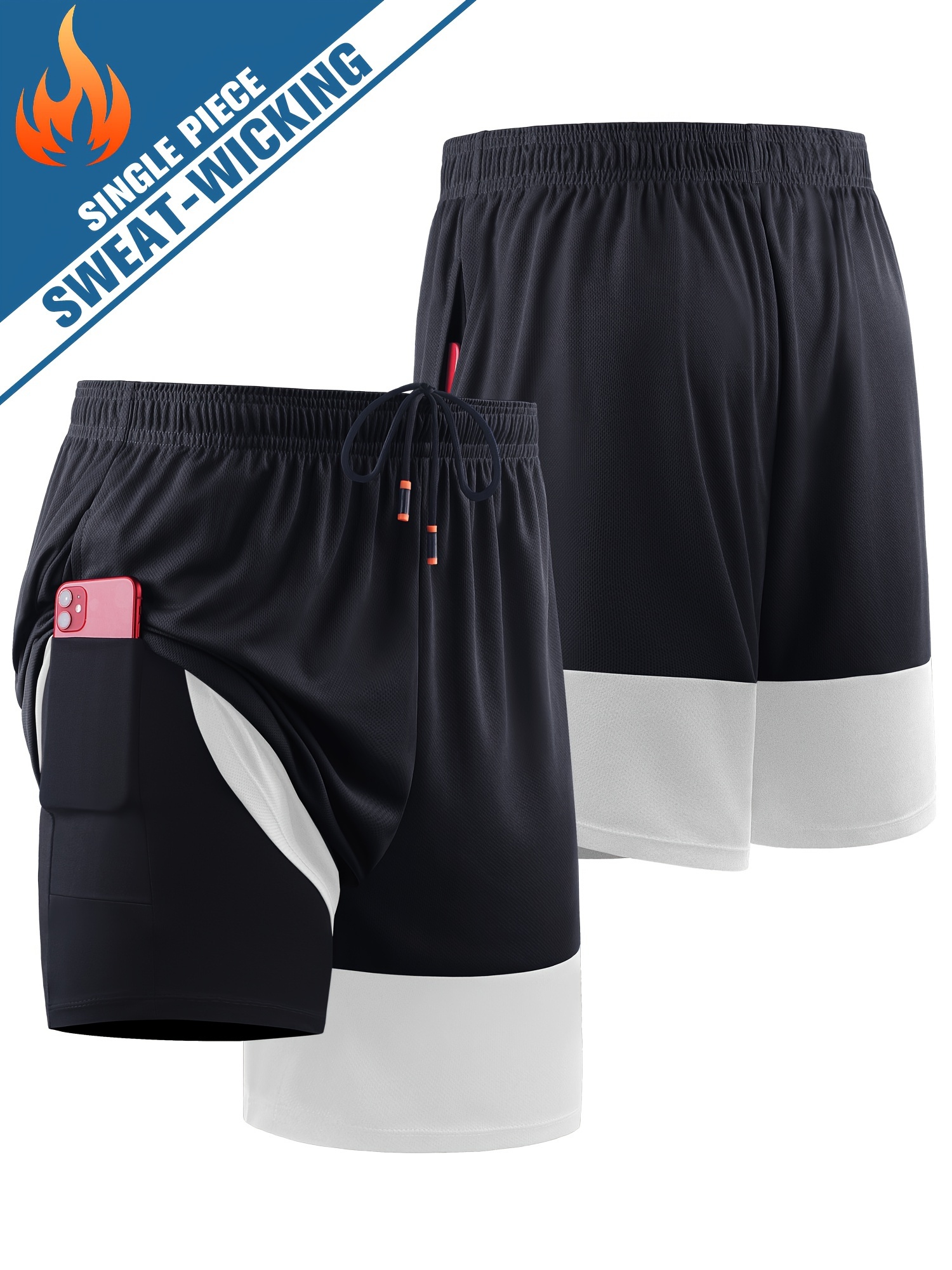 Men's 2 in 1 Shorts Active Slightly Stretch Breathable Two - Temu