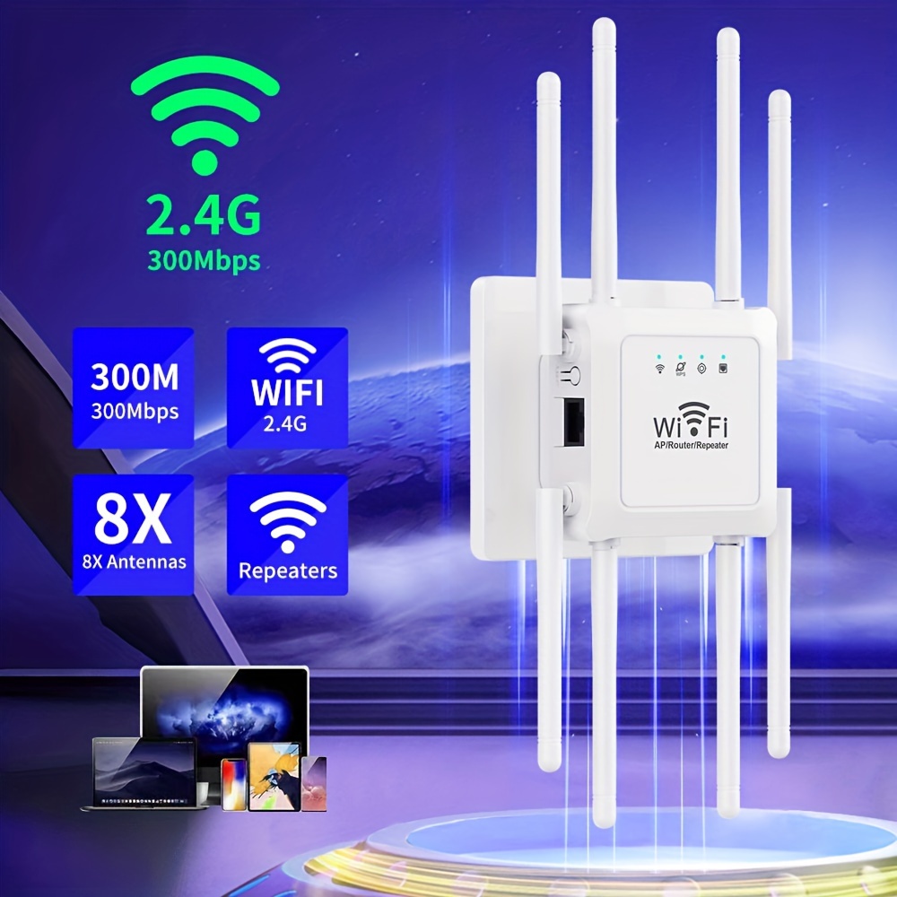 Répéteur D'extension WiFi 8 Antennes Prise UE WiFi Booster - Temu