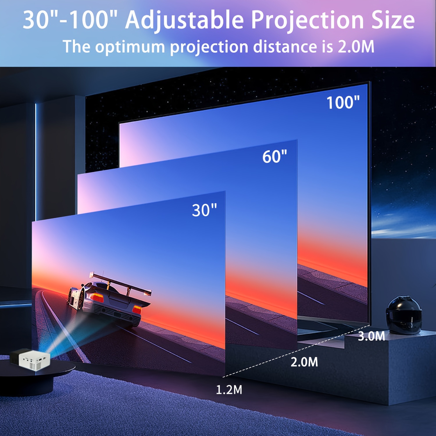 Universal - Full HD 1080p LED Portable Movie Games Home Cinema Mini  Projector Beam (option pour smartphone et tablette)