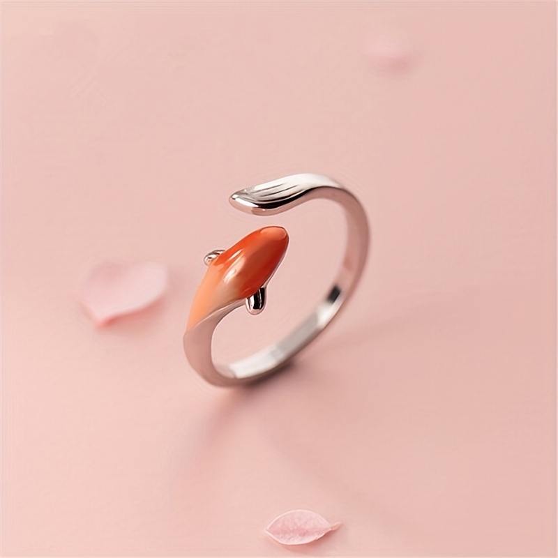 Retro Koi Enamel Colored Adjustable Ring, Unisex