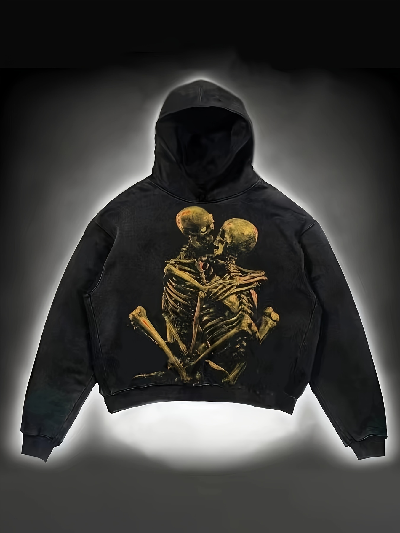 Floral Skull Print Hoodie Gothic Loose Kangaroo Pocket - Temu Canada