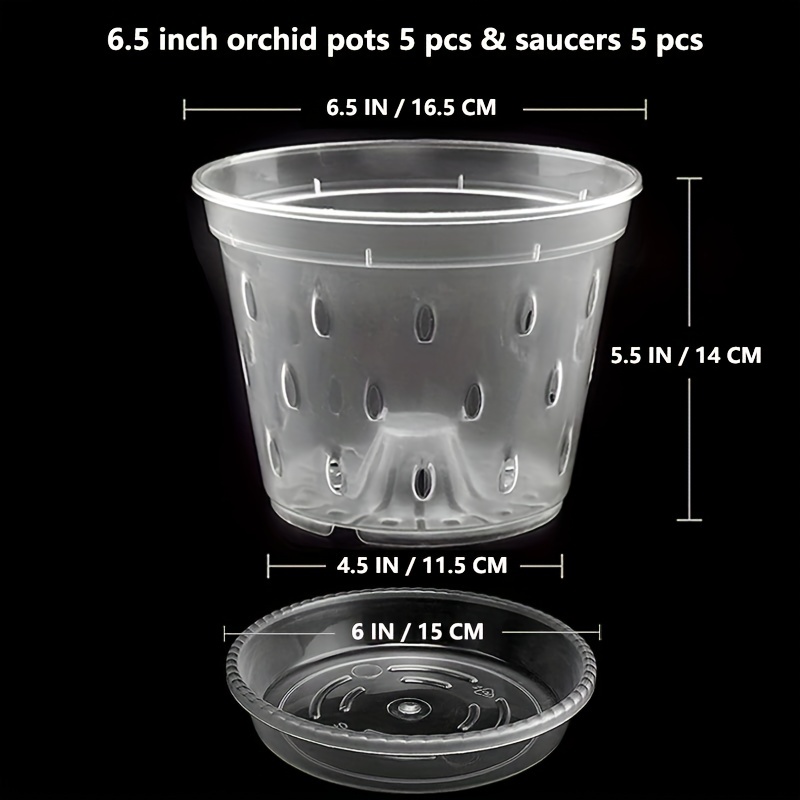 Pot Pour Orchidée En Plastique Transparent, Avec Soucoupe Incluse. Avec Un  Étage Intérieur Et Une Base Perforable (5, 16 Cm)[H5717]