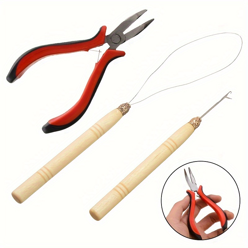 Hair Extension Tool Set With Pliers Hook Needle And Silicone - Temu