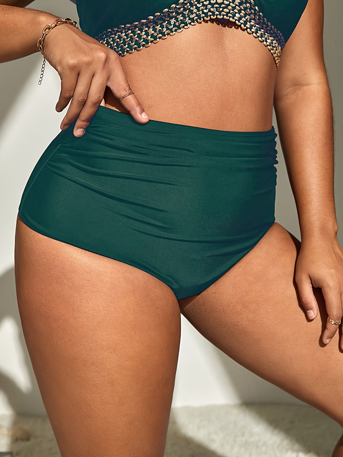 Ruched High Waisted Bikini Bottoms