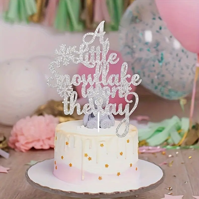Little Snowflake Is On The Way Cake Topper Winter Cake - Temu