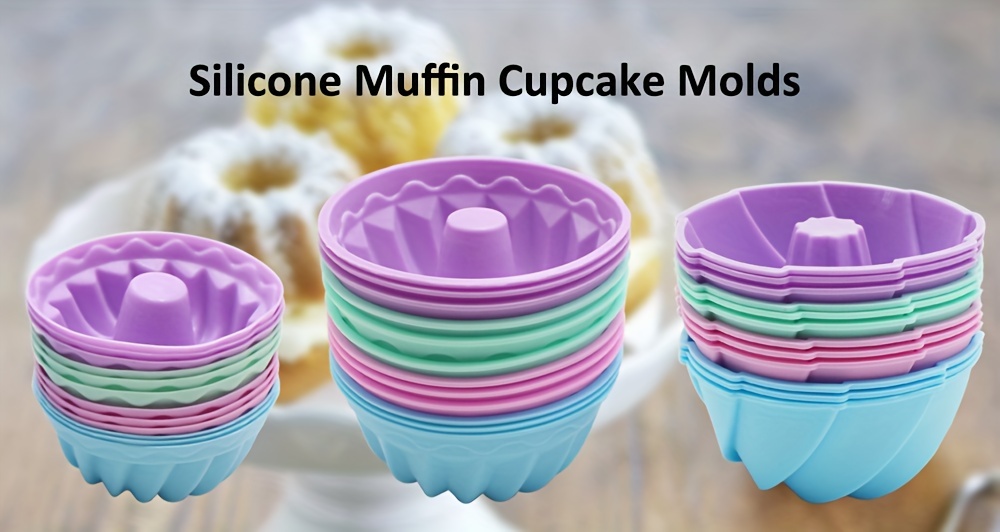 Silicone Muffin Cups Fluted Tube Cake Cups Reusable Cupcake - Temu