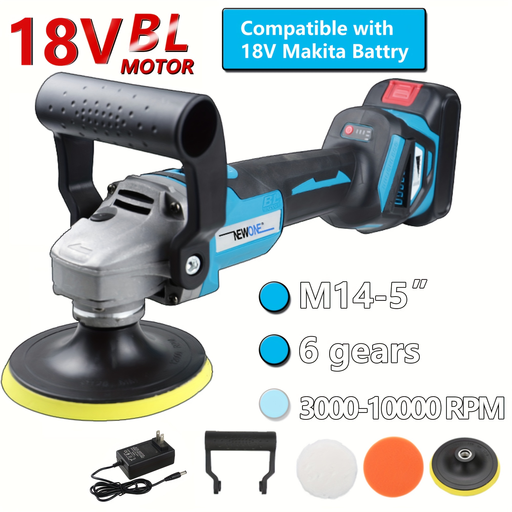 6 Cordless Car Buffer Polisher Portable Polishing Polisher Machine for Car  Detailing with 2.0Ah Batteries