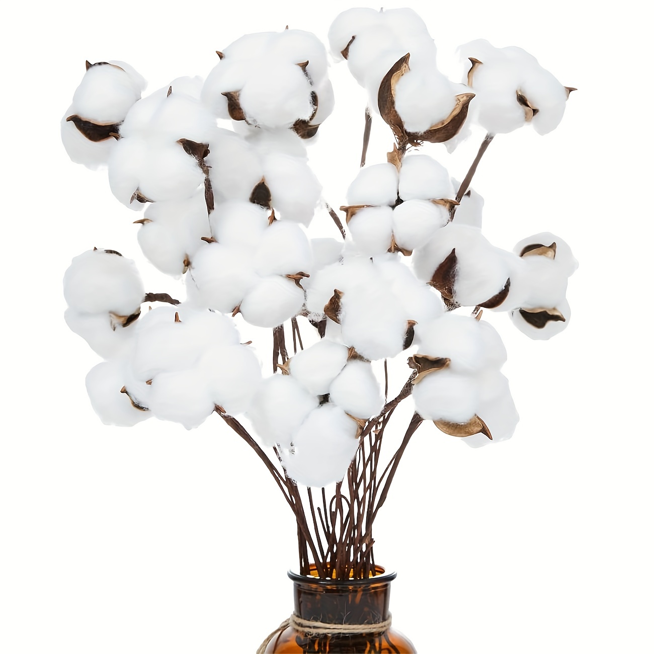 Natural White Cotton Stem Flowers Cotton Boll Branches Floral Stems Filler for Fall Decor Dried Flowers for Vase 21-Inch, Size: 53