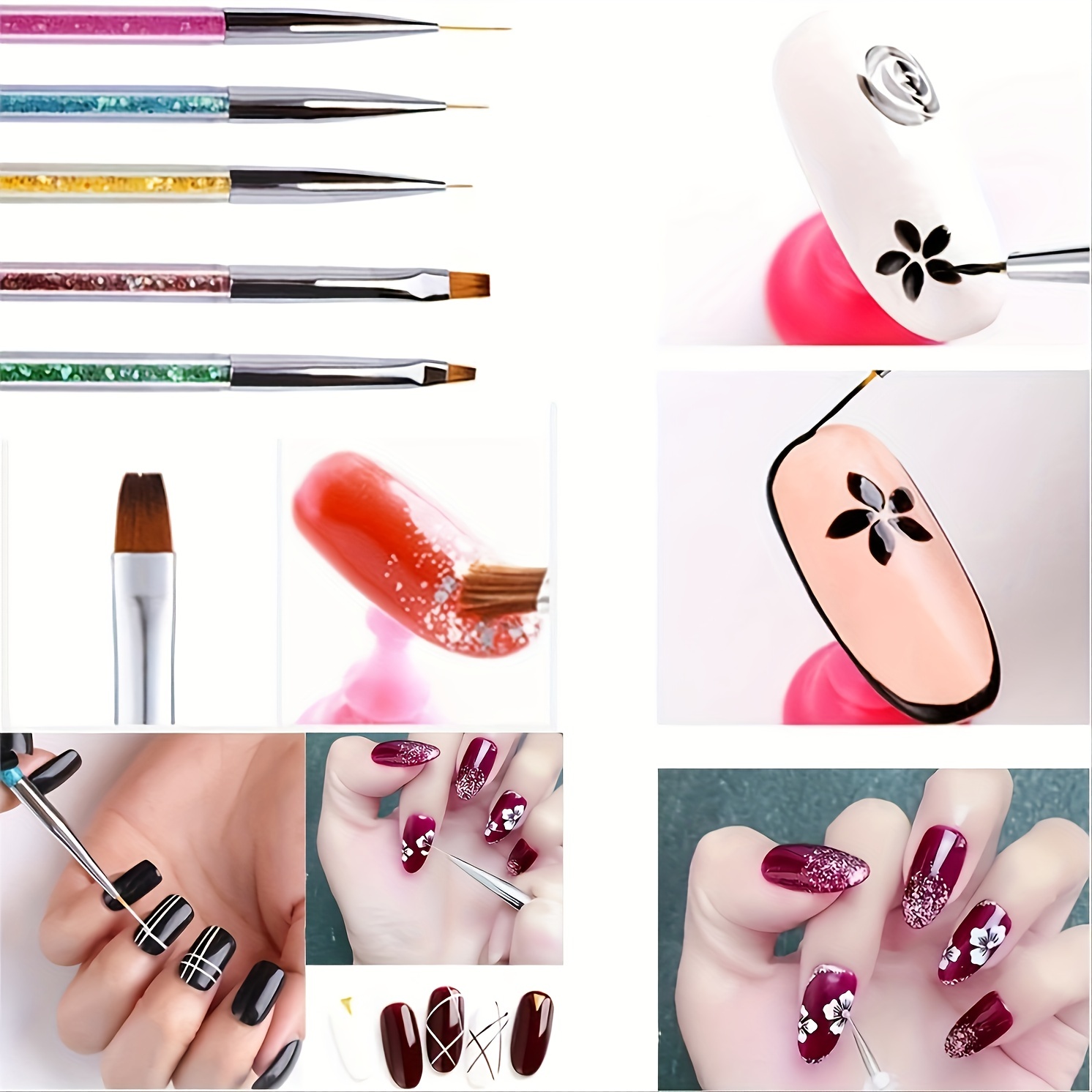 New Double-end Nail Art Brushes Kit Professional Manicure Tools Kit With  Painting Dotting Line Pen Q