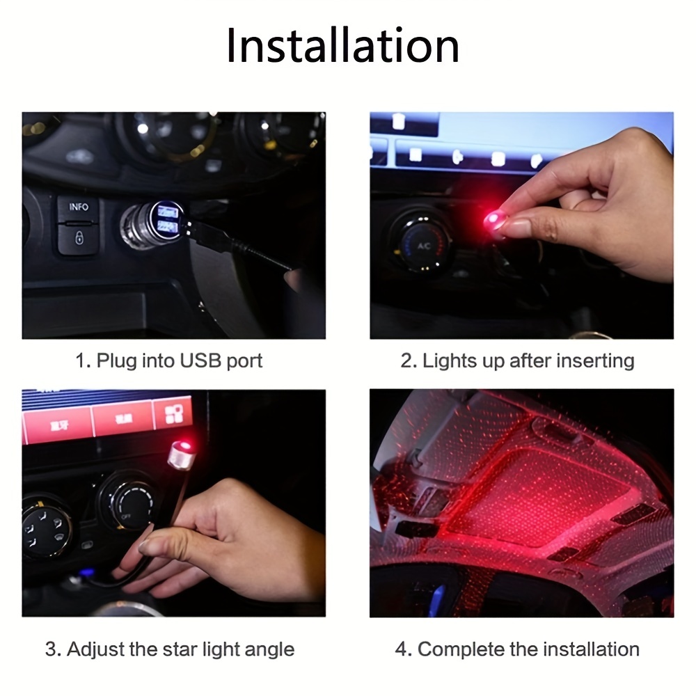 USB Car Interior LED Light Roof Room Atmosphere Starry Sky Lamp Star  Projector