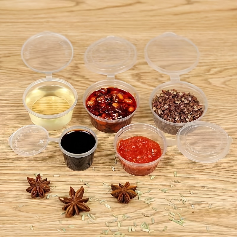 NEW 10pcs 27/35.7ml Disposable Plastic Takeaway Sauce Cup Reusable