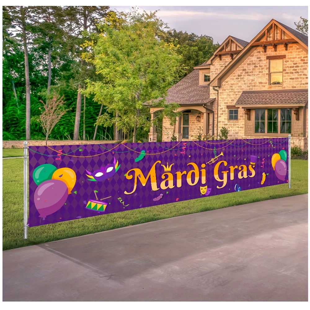 Mardi Gras Birthday Party Decorations Extra Large Purple Happy Birthday  Banner Backdrop for New Orleans Mardi Gras Carnival Birthday Masquerade