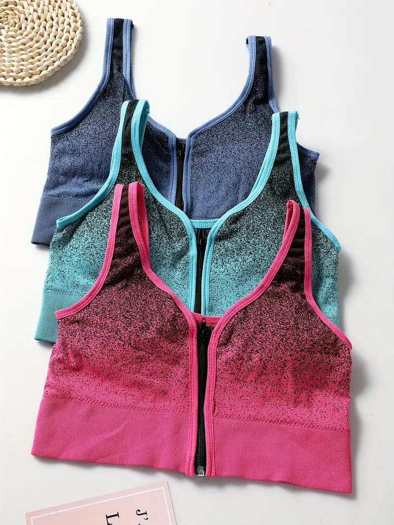 Trendy Zip Design Sports Vest Set Girls Bra 15 17s Running - Temu