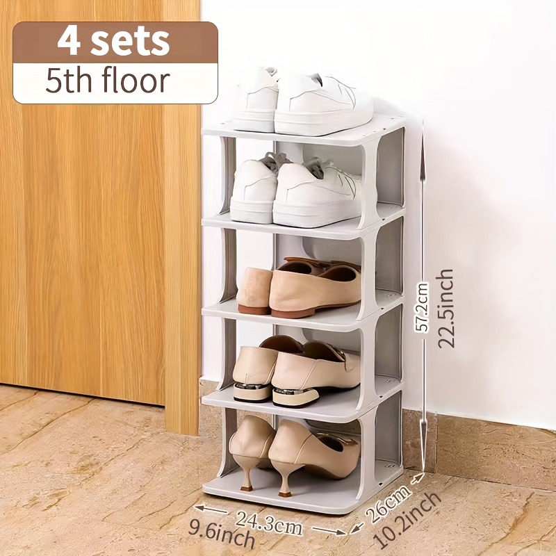 Flexible Combination Shoe Rack for Entryway, 4 Tier Vertical Shoe Rack,Shoe  Organizer for Closet, Free Standing Small Shoe Shelf , Plastic Stackable
