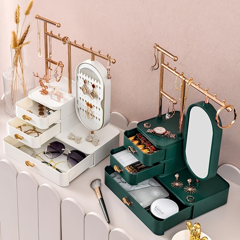Cosmético hacer organizador pendientes almacenamiento regalo mini joyero  portátil con espejo – Los mejores productos en la tienda online Joom Geek