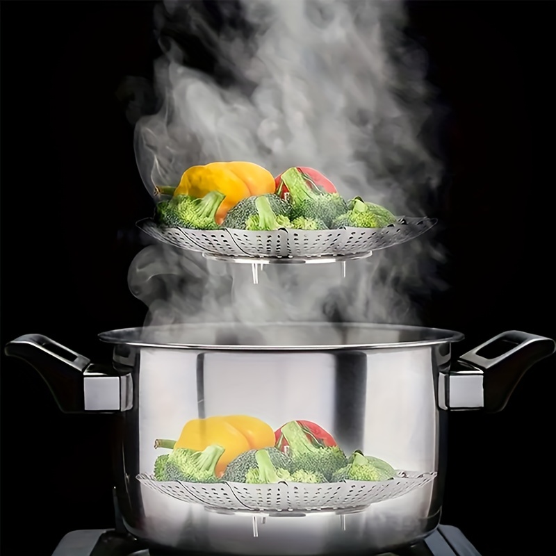  Vaporera de acero inoxidable retráctil, plegable, multiusos,  cuenco para frutas, vaporizador de verduras : Hogar y Cocina