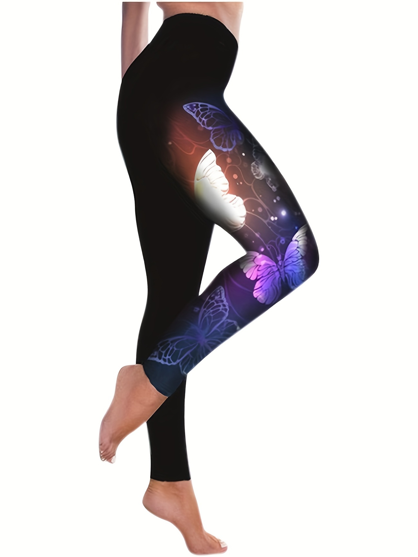 Plus Size Casual Leggings Women's Plus Ombre Butterfly Print - Temu