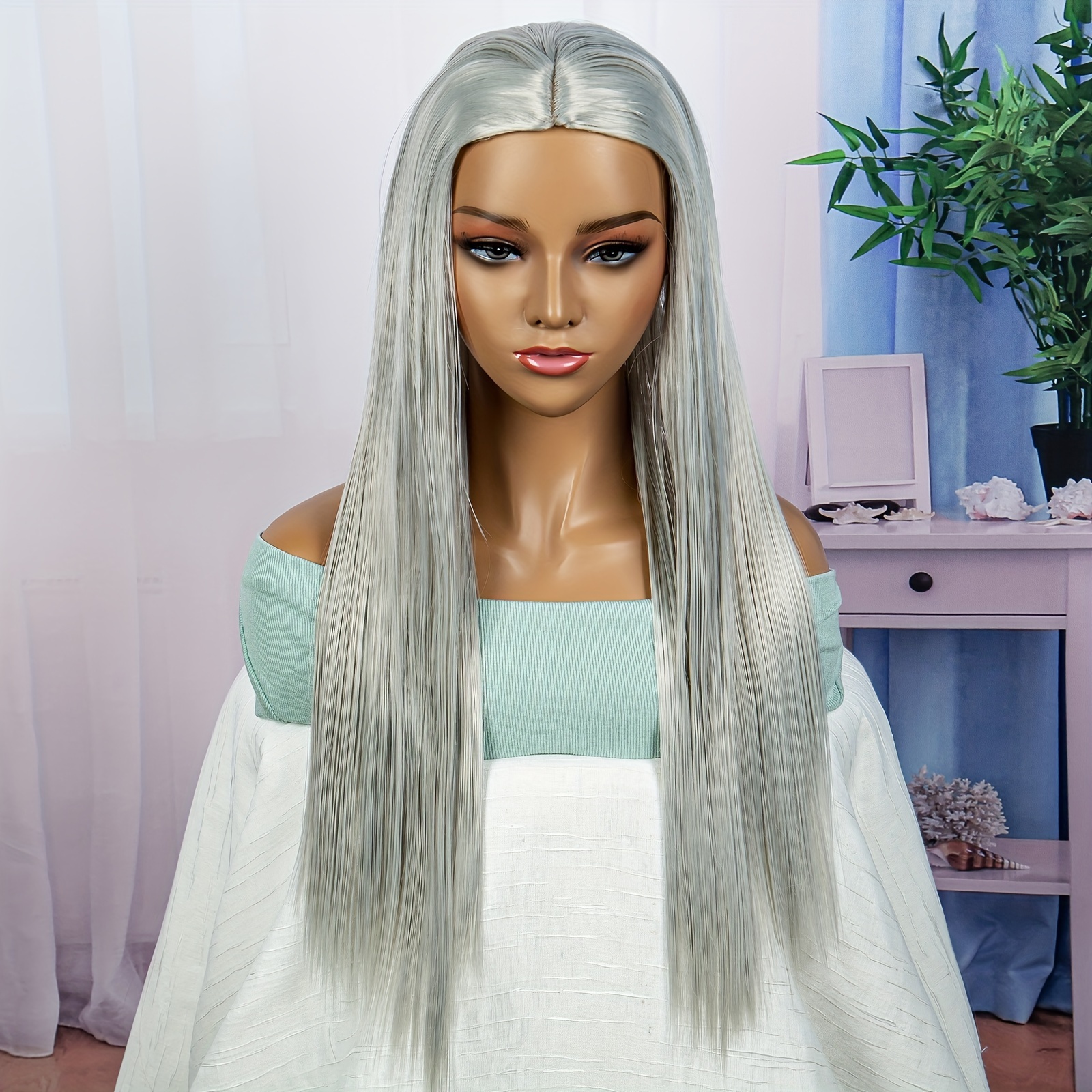 Silver and outlet blue wig