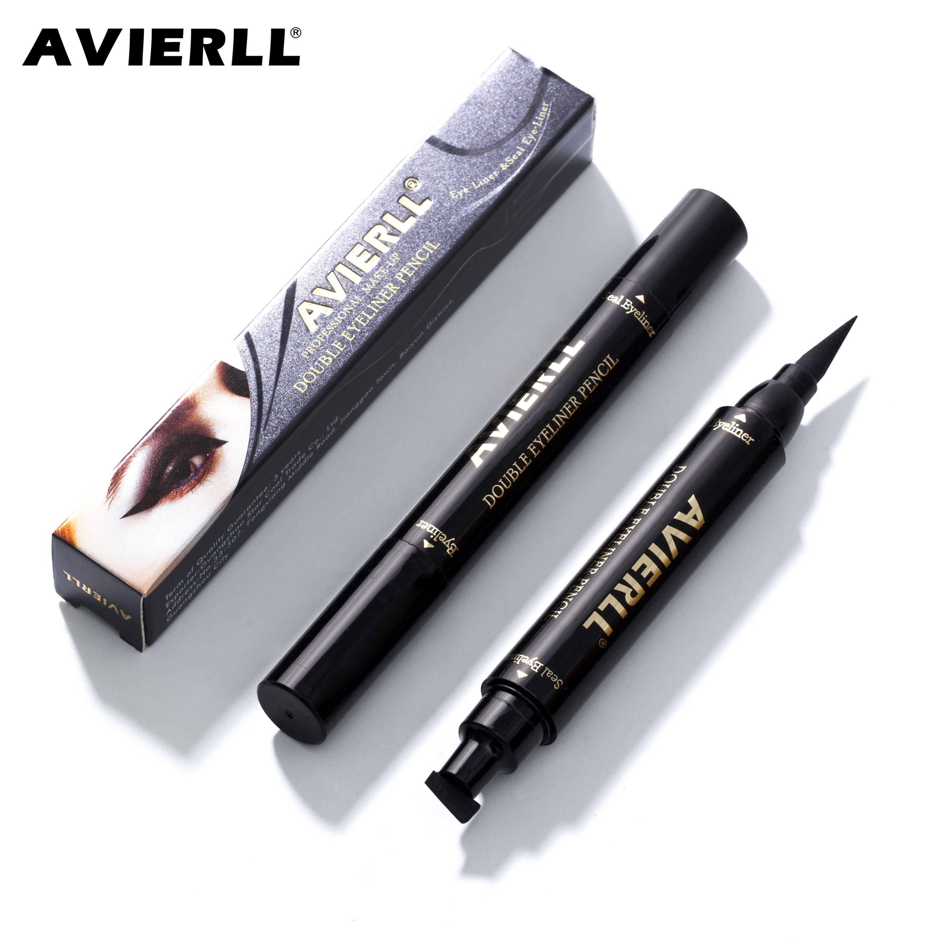 

Waterproof 2-in-1 Winged Eyeliner Stamp - Long-lasting, Quick Flick, Smudge-proof, Natural Cat Eye & Vamp Black Eyeliner Pencil