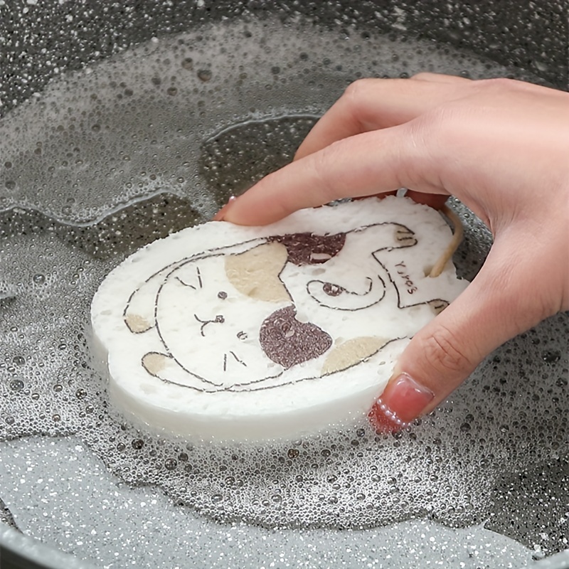 Cartoon Dishwashing Sponge Wipe, Non-scratch Scouring Pads, Cute