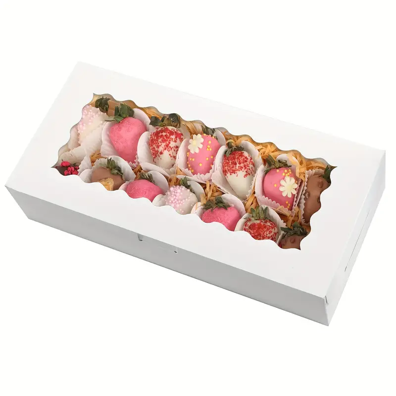 Chocolate Strawberry Biscuit Boxes White Bread Box With - Temu