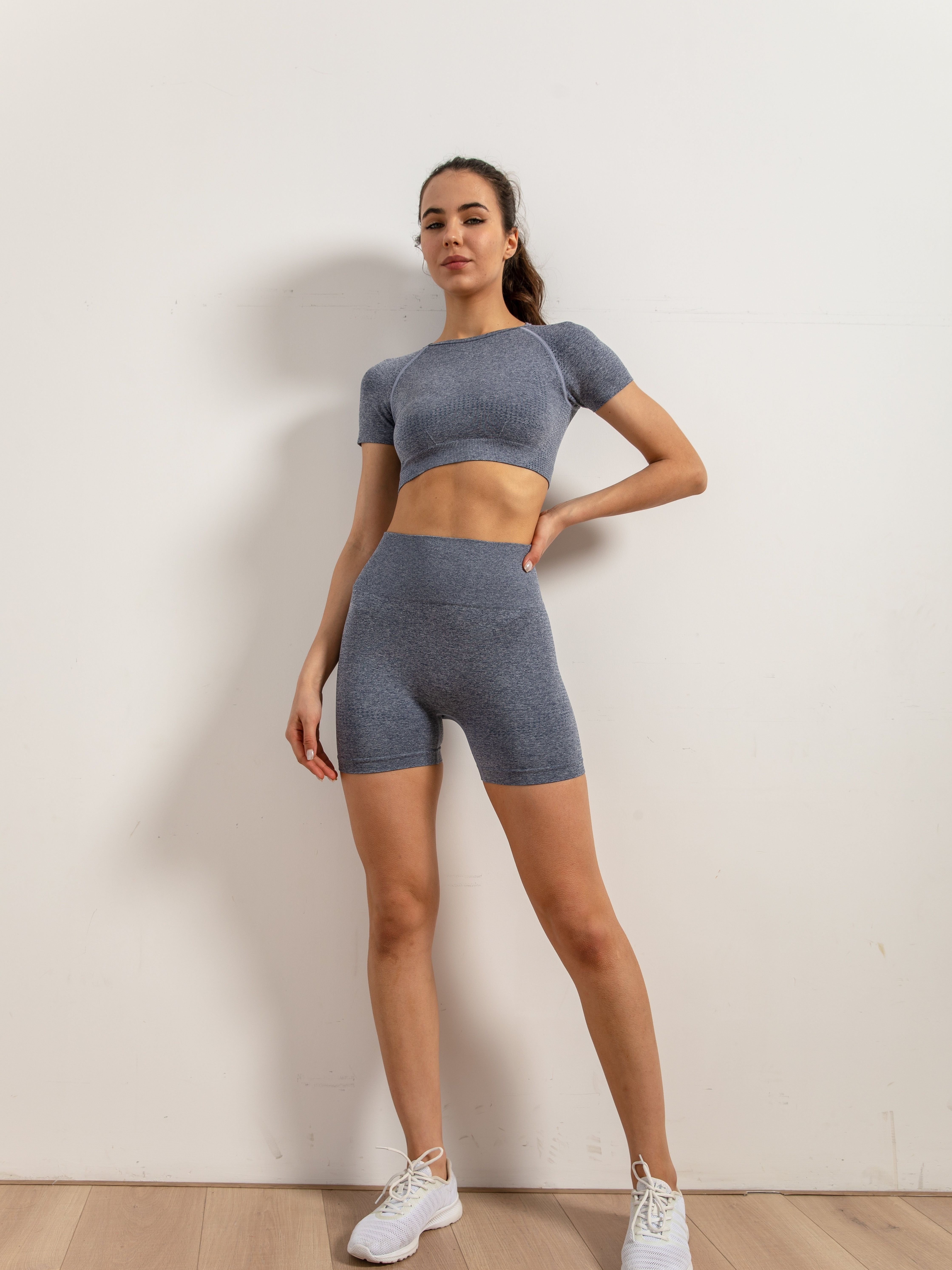 Yoga Basic Conjunto deportivo inconsútil tejido de canalé, Moda de Mujer