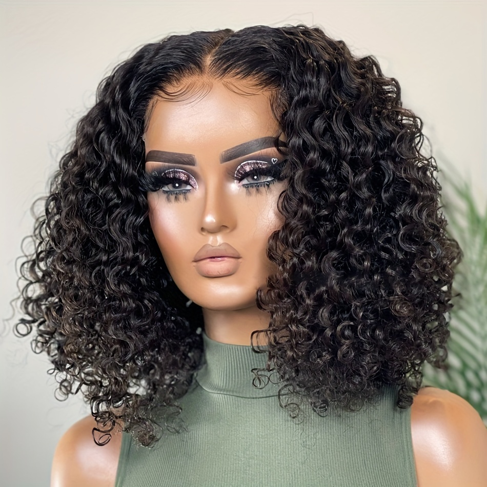 Deep Wave 13x4 Lace Front Wigs Short Bob Cut Curly Brazilian Remy Human  Hair