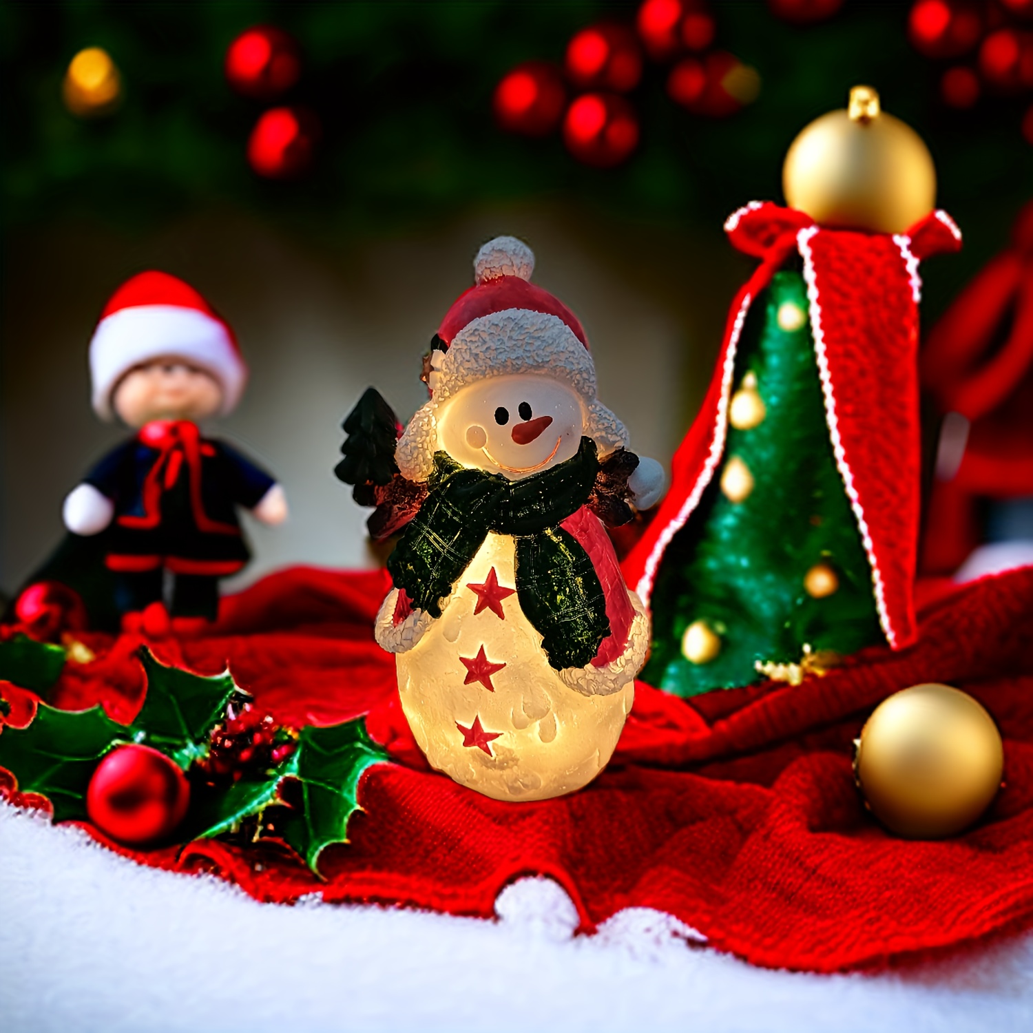 HOURLEEY Décoration de Noël - Bonhomme de neige lumineux - 55 L - 3 pièces  étanches - Bonhomme de neige 2D pour cour, terrasse, pelouse, jardin, fête