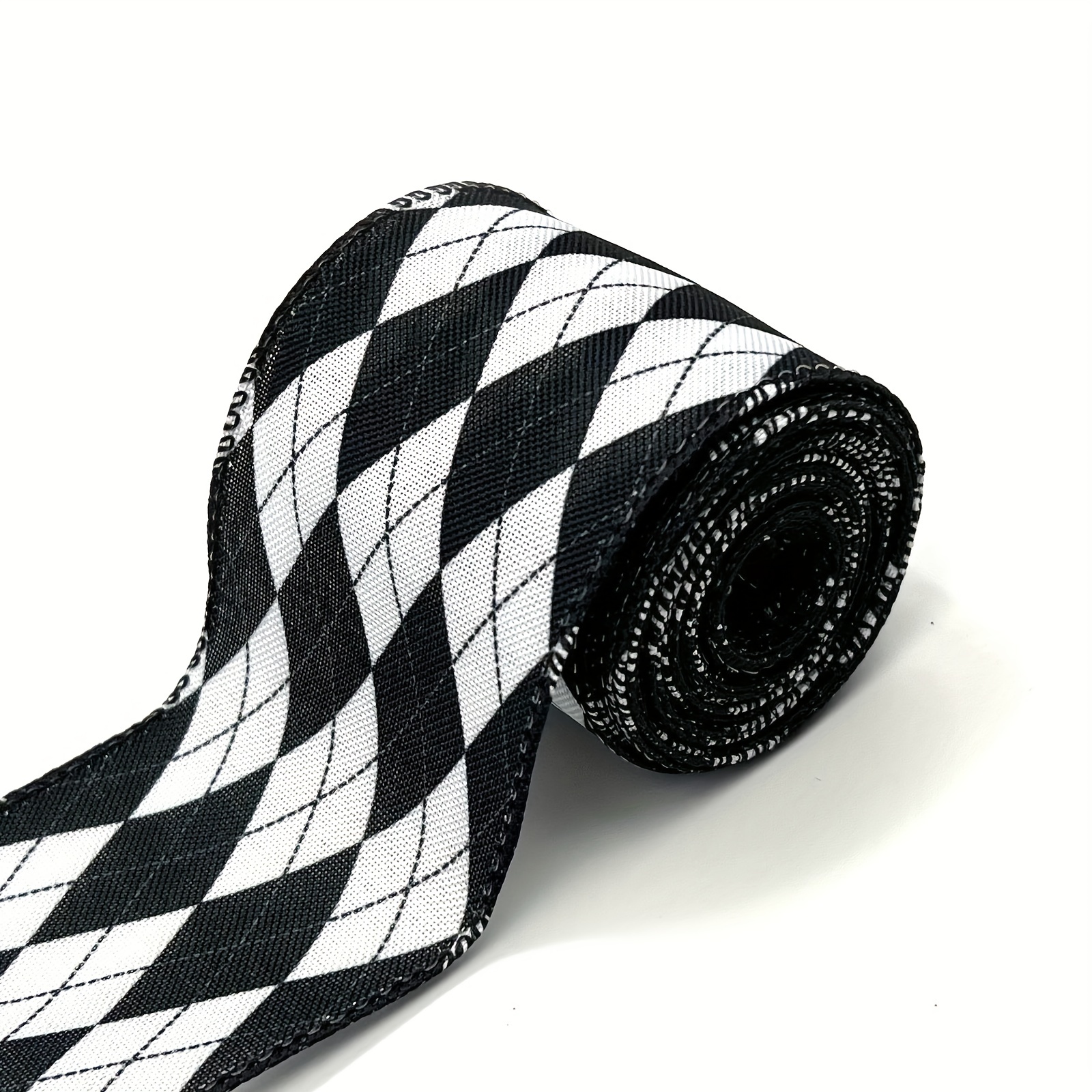 Checkered Ribbon in Clack/Grey/ White
