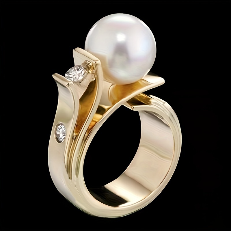 

Elegant Ring Inlaid Spherical Milky Stone Symbol Of Beauty And Nobility Silvery Or Golden Make Your Call Match Daily Outfits Party Accessory