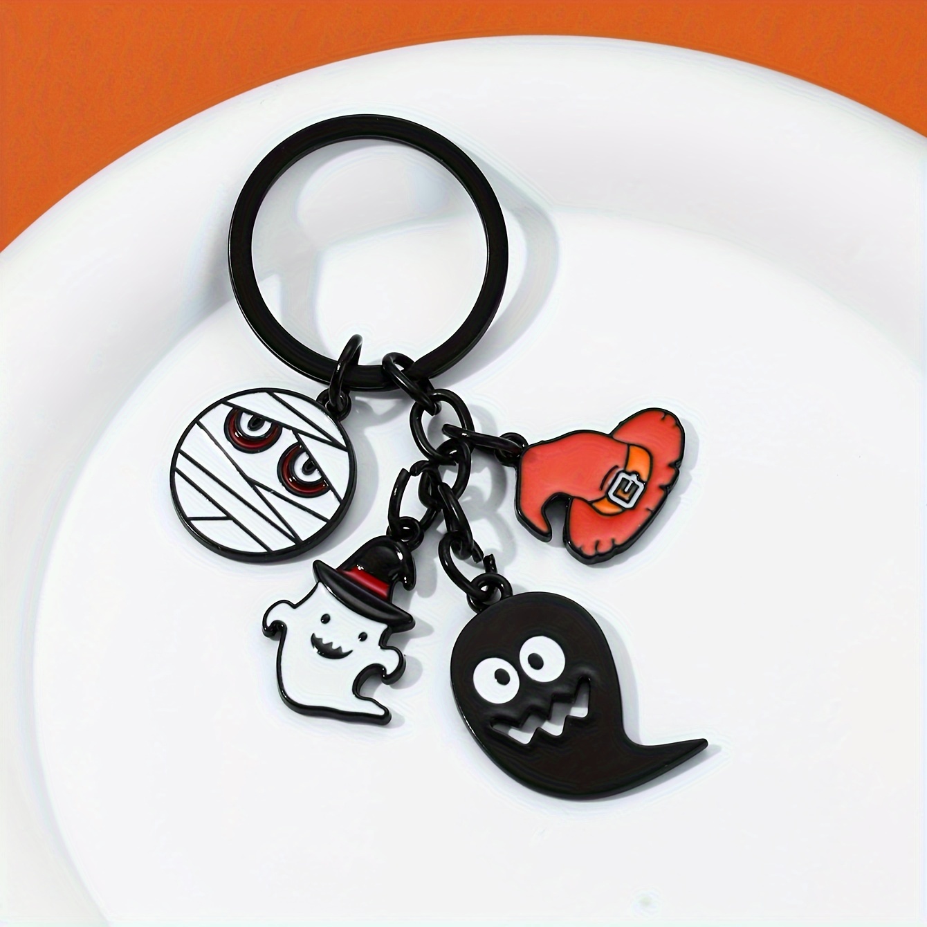 1pc Gothic Skeleton Family Keychains Cute Cartoon Acrylic Keyring Trendy  Hanging Pendant Bag Charms For Women Girls