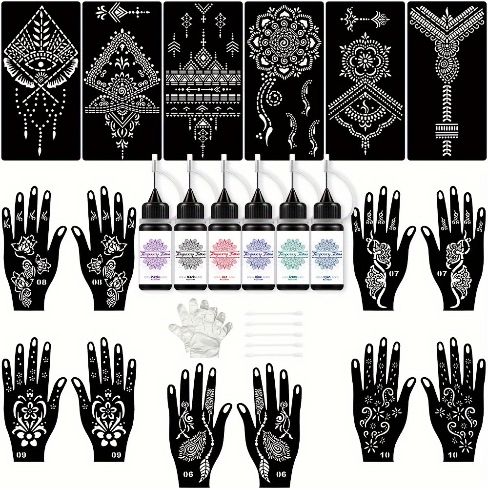 Fun & Easy Henna Tattoo Kit: 2 Henna Cones & Applicator w/ Henna Design Book