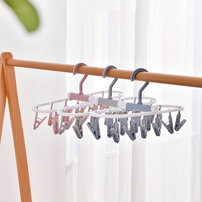 6 Clips Baby Clothes Socks Hanger Children Adults Clothes Dryer Socks  Underwear Plastic Drying Rack Newborn Saliva Towel Hanger