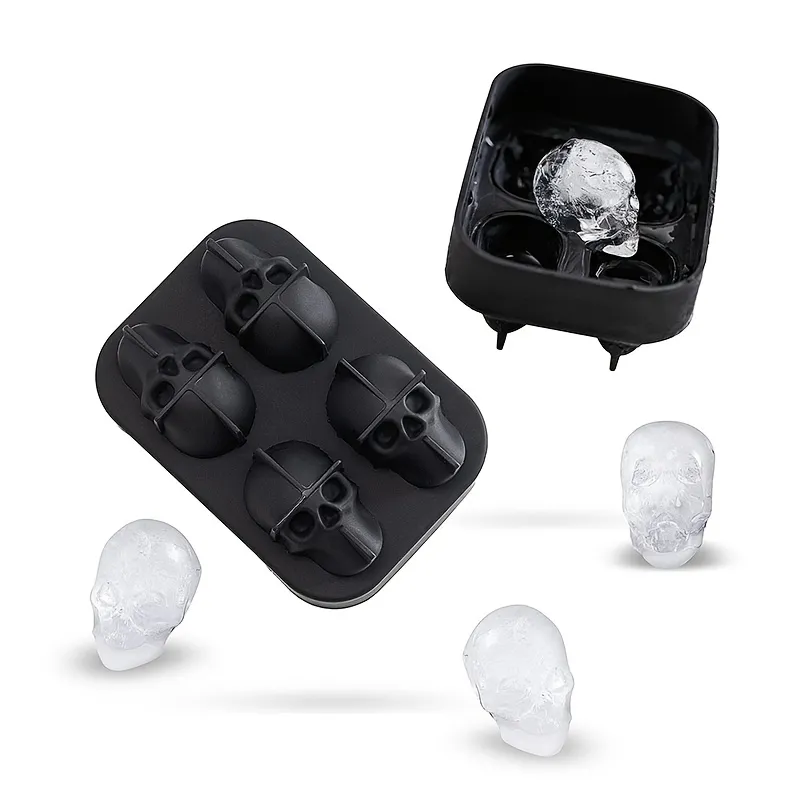 Reusable Silicone Skull Ice Ball Mold - 4 Small Sphere Ice Cubes For  Whiskey And Cocktails - Easy Release And Food-grade - - Temu