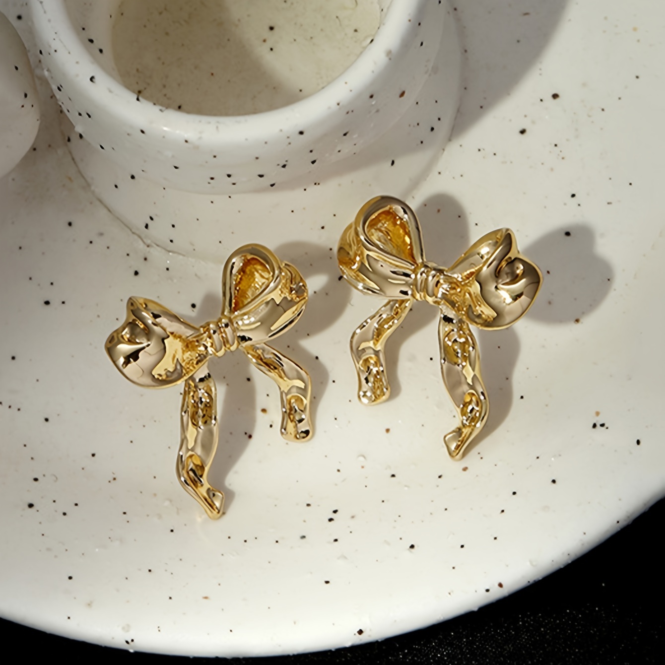 Bronze Asymmetrical Butterfly Bow Earrings