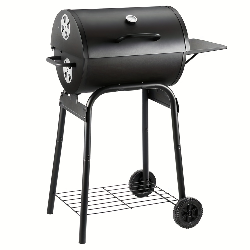 Outdoor BBQ Grill Charcoal Barbecue Pit Patio Backyard Meat Cooker Smoker  in Black