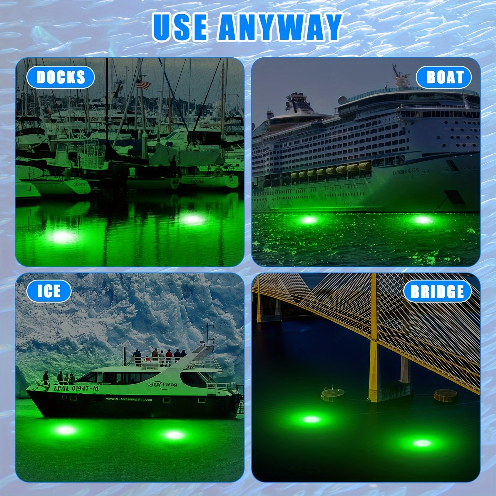 LED30W Underwater Fishing Light Attraction Fish Lamp Luring