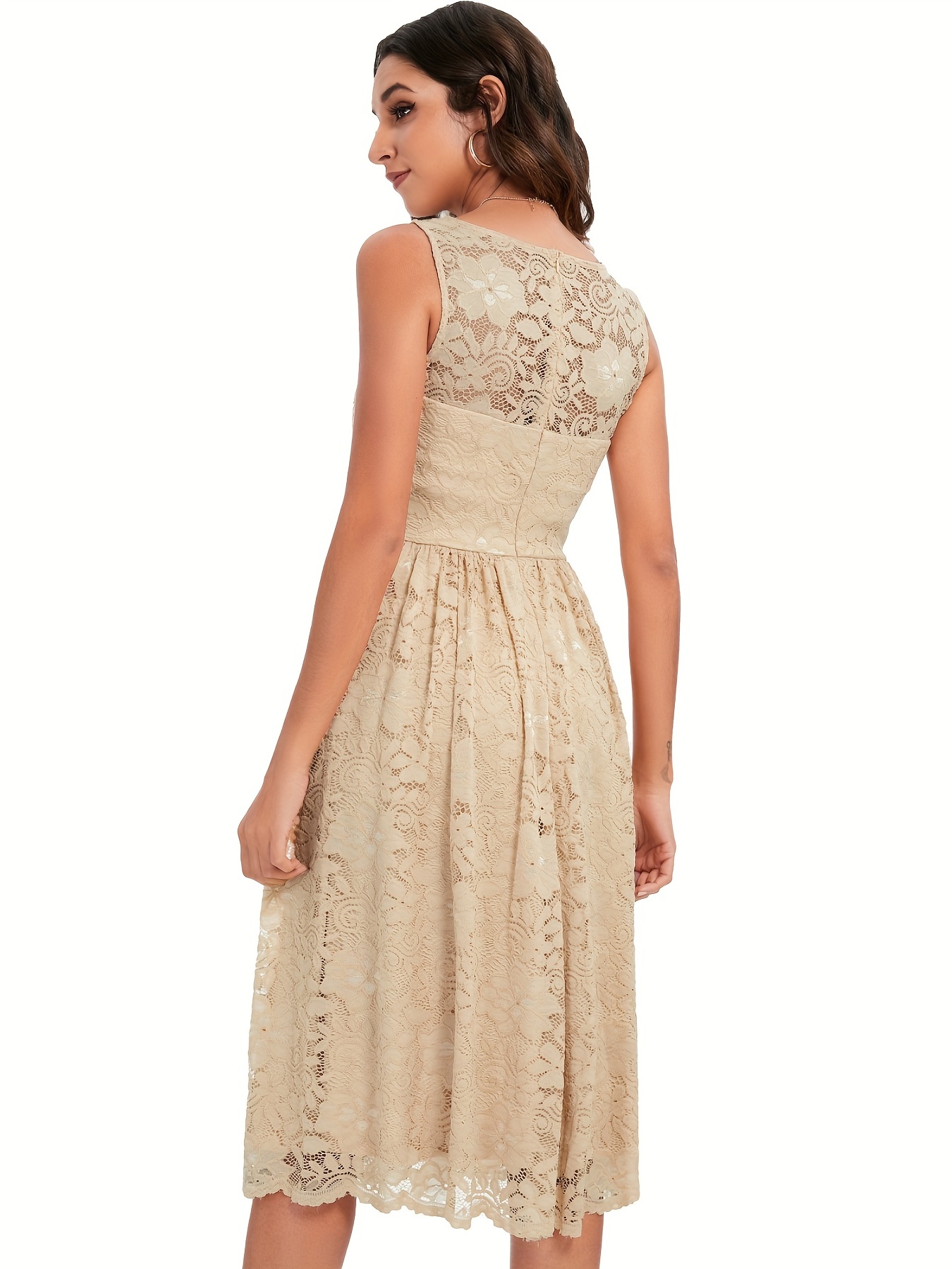 Cream lace dress on sale casual